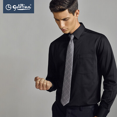 

Goldlion Goldlion 2019 spring&summer new mens soft&comfortable solid color simple&elegant business gentleman long-sleeved shirt black L
