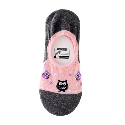 

Japanese Fashion Harajuku Invisible Cartoon Jacquard Animals Owl Pattern Funny Spring Boat Socks Fine Quality Socks Girls Women