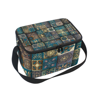 

ALAZA Insulated Lunch Box Vintage Print Lunch Bag for Men Women Portable Tote Bag Cooler Bag