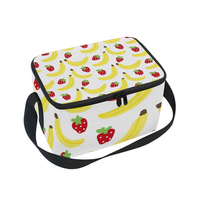 

ALAZA Lunch Box Insulated Lunch Bag Large Cooler Banana And Strawberry Tote Bag