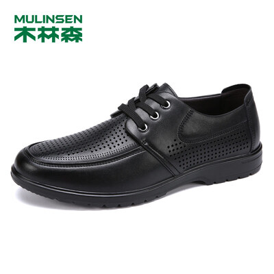 

Mulinsen MULINSEN British punching breathable leather mens business casual hollow leather shoes black 38 yards SM97905