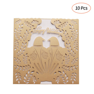 

Pearl Paper Hollow Happy Wedding Invitation Cards Set 10pcs Invitation Holders 10pcs Inner Sheets 10pcs Envelopes 10pcs Sti