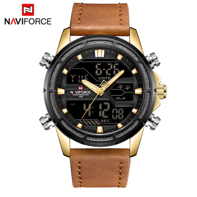 

NAVIFORCE NF9138 Sport Watches Men Leather Digital Quartz Analog Day Date Time Display Watch Waterproof Military Clock with Gift B