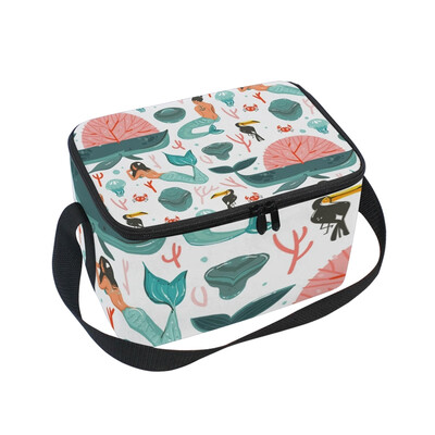 

ALAZA Beauty Bohemian Mermaid Girls Lunch Box Insulated Lunch Bag Large Cooler Tote Bagfor Men Women