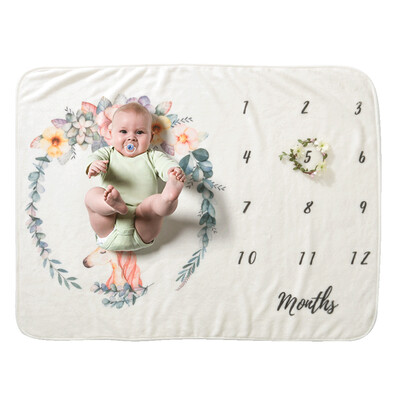 

Baby Monthly Milestone Blanket For Girl Boy Floral Wings Unicorn Frame Newborn Photo Prop Background Super Soft Flannel 28 40