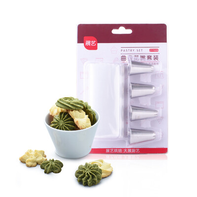 

Exhibition Art Cookie Flower Set 4 Pieces Cookies Flower Tweezers Flower Bags Flower Head Baking Tools Set