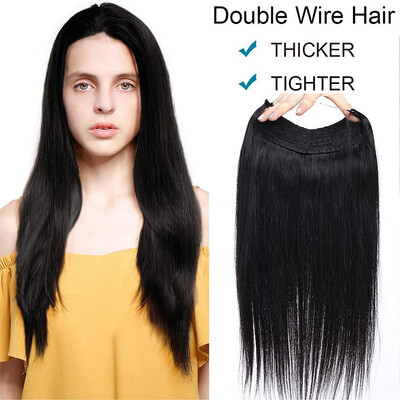 

Hidden Invisible Flip on Human Hair Extension One Piece Secret Miracle Wire in Hairpieces No Clip No Tape in Remy Hair