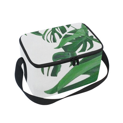 

ALAZA Lunch Box Insulated Green Leaf Lunch Bag Large Cooler Tote Bagfor Men Women