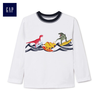 

GAP flagship store male&young vitality pattern long-sleeved round neck sunscreen clothing swimsuit 374880 light sense white 2YRS