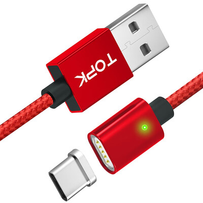 

TOPK 1MF-Line2 USB C Magnetic Cable Nylon Braided Type C Charge Cable For Samsung Galaxy Note 9 S9 Plus USB Type-C Magnet Charge