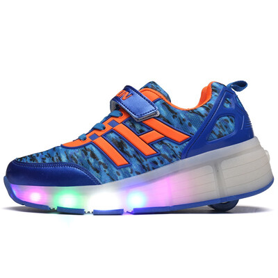 

NEW Fashion Children Wheel Shoes Kids Sneakers Child Sports Casual LED Roller Shoes Breathable Lace Up For Boy & Girls