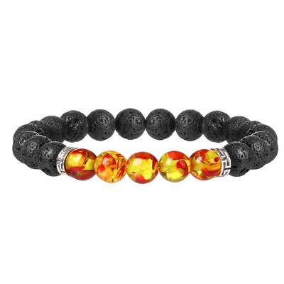 

Fashion Mens Womens Unique Natural Stone Gemstone Volcanic Lava Bracelet Healing Bracelet Round Beads Elephant Shape Decoration