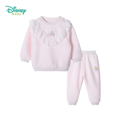 

Disney childrens clothing new girls set quilted cute casual long-sleeved sweater trousers baby out clothes 191T845 white 24 months height 90cm
