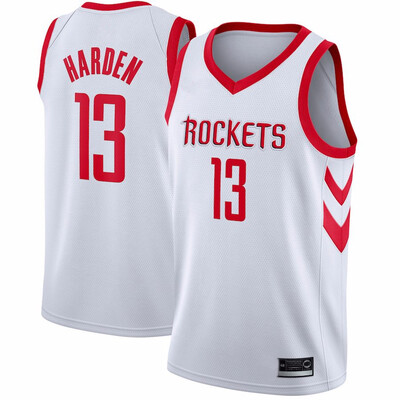 

2019 New Mens Houston Rockets 13 James Harden Red White Black Basketball Jersey Size -XXL