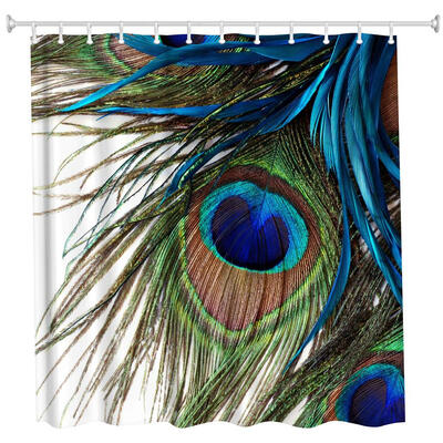 

Peacock Feather Polyester Shower Curtain Bathroom Curtain High Definition 3D Printing Water-Proof