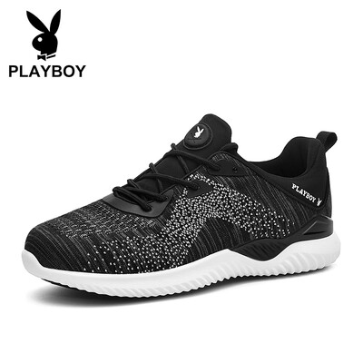 

Playboy PLAYBOY Korean sports running casual shoes male flying woven flat bottom wild DS85246 black 44