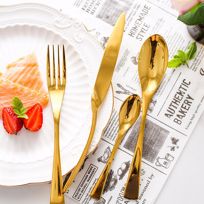 

STRUST 4pc set 188 stainless steel European flatware set gold titanium plated eco friendly cutlery