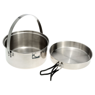 

Outdoor Camping Hiking Cookware Backpacking Cooking Picnic Pot Set Stainless Steel Cook Set