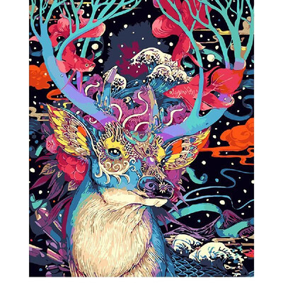 

DIY Diamond Painting Cross Stitch Animal Totem Elk Full Round Diamond Embroidery Rhinestone Home Decor Handwork Gift Canvas Size