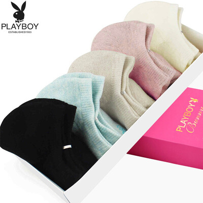 

Playboy casual cotton socks female boat socks cotton fashion female invisible socks 5 double gift box 2824 mixed color coded code