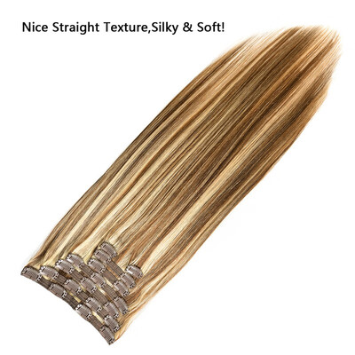 

BHF Hair Clip in hair Extensions Remy Human Hair Straight Thick 100 Real Human Hair Extensions 120g 20inches P4613