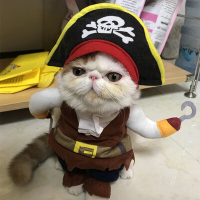 

Funny Pet Dog Cat Clothes Pet Costume Halloween Uniform Clothes Doctor Policeman Cowboy Pirate Outfit For Small Medium Dog