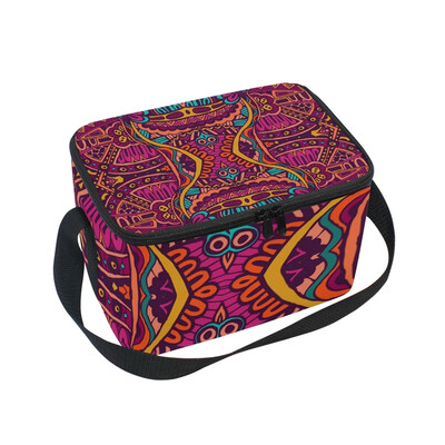 

ALAZA Insulated Lunch Box Vintage Ethnic Pattern Lunch Bag for Men Women Portable Tote Bag Cooler Bag