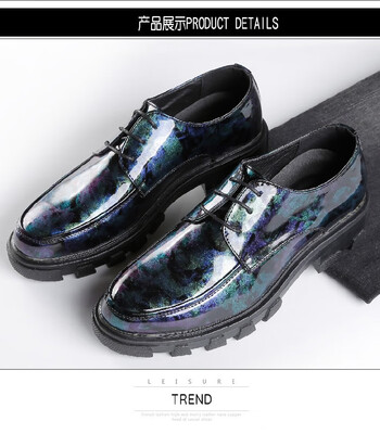 

Printed camouflage leather shoes with round head for men