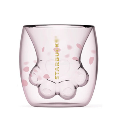 

Net red cat claw cup cherry milk cup transparent juice double insulation cup
