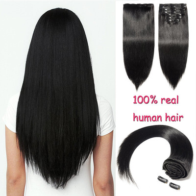 

100 Remy Human Hair Real Thick Clip In Human Hair Extension 8 pcs