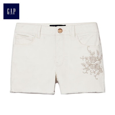 

GAP flagship store girl high waist raw hem trousers embroidery shorts 328722 ivory white 120cm 7