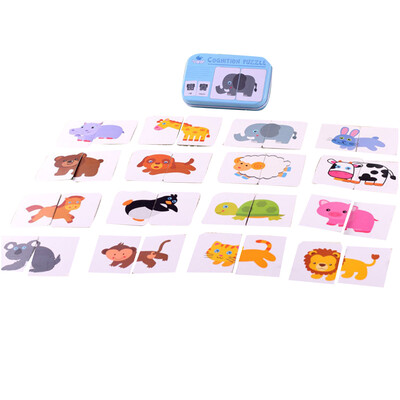 

Flash Card Jigsaw Puzzle with Storage Box Shape Animal Fruit Alphabet Cognition Intelligence Early Educational Toy for Infant Todd