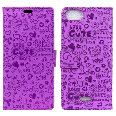 

MOONCASE Wiko Tommy3 Plus Little Witch Leather Case - Purple