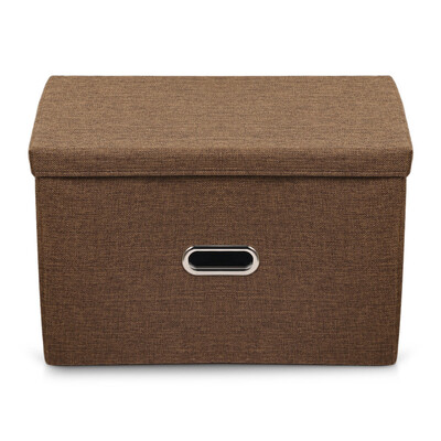 

Linen Fabric Foldable Basket Cube Organizer Storage Bin Container with Lid