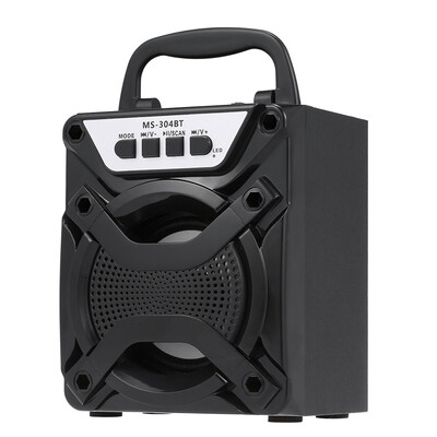 

Portable Wireless Bluetooth Speakers Wood Stereo Sound Box Speaker LED Light FM Radio AUX Function TF Card Slot