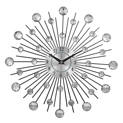 

Decorative Crystal Sunburst Metal Wall Clock Home Art Decor Diameter 13 inch