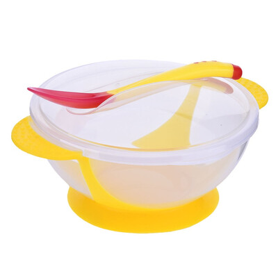 

Baby Feeding Training Bowl Temperature Sensing Spoon Suction Cup Tableware Set