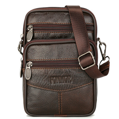 

Mini Genuine Leather Messenger Bags For Men Vintage Small Mobile Cell Phone Case