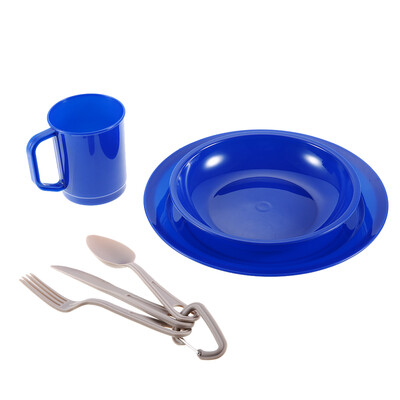 

Outdoor 6 Pieces Tableware Set for 1-Person Dinnerware Cutlery Plate Bowl Mug Fork Spoon Cutter for Camping Backpacking