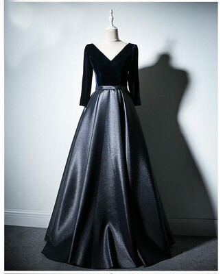 

Evening Dresses 2018 New The Banquet Sexy V-neck Half Cap Sleeve Noble Contrast Color Party Prom Formal Dress