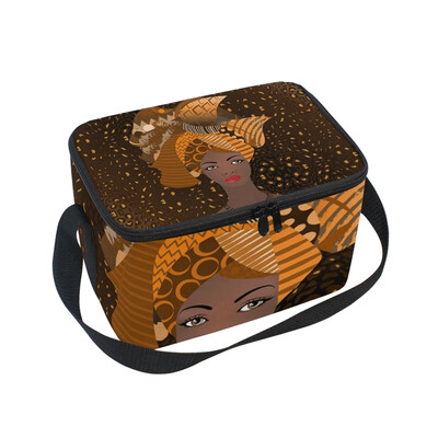 

ALAZA Insulated Lunch Box Young African Woman Lunch Bag for Men Women Portable Tote Bag Cooler Bag
