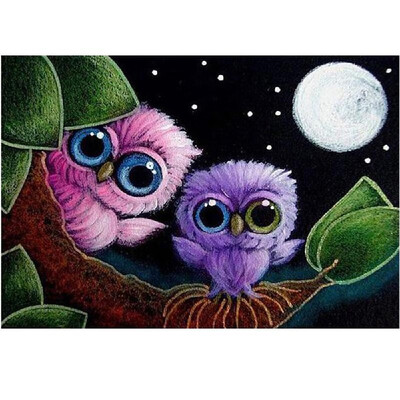 

DIY Diamond Painting Cross Stitch Cute Owls Full Round Diamond Embroidery Rhinestone Home Decor Handwork Gift Canvas Size 3025cm