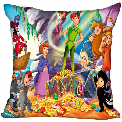 

Peter Pan Pillow Cover Bedroom Home Office Decorative Pillowcase Square Zipper Pillow Cases Satin Fabric No Fade