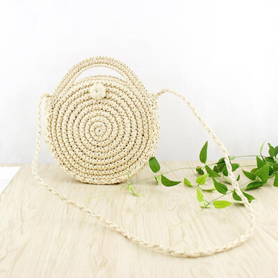 

Woven Straw Round Handbag Retro Rattan Women Shoulder Bag Boho Summer Beach Messenger Bags Fashion Designer Female Handbag Totes