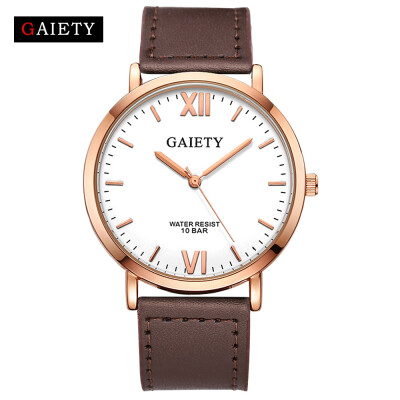 

GAIETY Men\s Rose Gold Simple Leather Band Wrist Watch G032