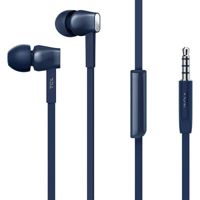 

TCL MTRO100 in-ear headphones intelligent line control dynamic drive strong bass effect anti-winding flat coil sapphire blue mobile phone universal