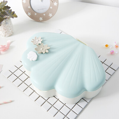 

Vilscijon Victorian dried fruit plate creative shell candy box home compartment with cover snacks melon storage box with mobile phone bracket 2622 mint green