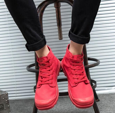 

Spring&autumn high mens shoes canvas shoes mens military boots trend retro casual shoes shoes outdoor shoes Paladin Martin b
