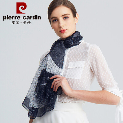 

Pierre Cardin silk scarf women 2019 spring&summer new large square towel high-grade silk scarf shawl thin summer sunscreen seaside Valentine gift E12TM5704 black gray