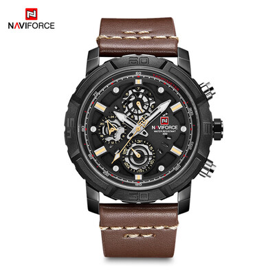 

NAVIFORCE 9139 Male Quartz Watch 6 Pointers Week Date Leather Band Wristwatch